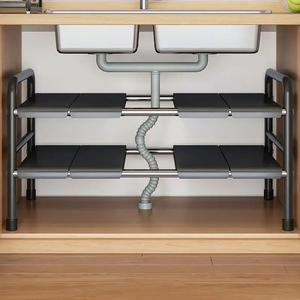 Metall Küchen spüle Rack Storage Organizer Erweiterbares Unter waschbecken Schrank regal für Badezimmer Aufbewahrung stopf freundlich - Product Image 5