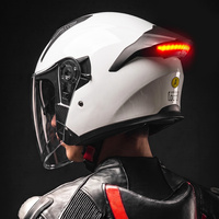 Casque de moto ouvert avec double visière et feux arrière LED intelligents certifiés DOT, casques de motocross demi-face AD Factory
