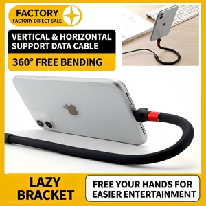 Cable de Carga Multifuncional Flexible con Soporte, 360 °   Modelado Libre, Alta Corriente de 2.4A, Longitud de 1.2M para Video con Manos Libres - Product Image 1