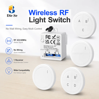 Interrupteur sans fil RF 433 MHz AC 110V 220V 10A, télécommande, récepteur relais, mini interrupteur mural à bouton rond, portée 50 m, lampe LED