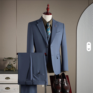 Ensemble de costumes pour hommes en <span class=keywords><strong>laine</strong></span>, coupe ajustée, veste blazer et <span class=keywords><strong>pantalon</strong></span>, pour affaires, mariages, bureau, tenue formelle ou décontractée - Product Image 2