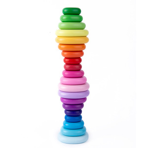 Jouets en bois créatifs pour enfants, jouets Montessori, empileur de pierres arc-en-ciel, blocs arc-en-ciel colorés en bois, jouet éducatif pour enfants - Product Image 3