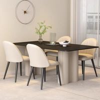 Table de salle à manger rectangulaire moderne et simple en pierre noire pure, nouveau style italien haut de gamme, mobilier de restaurant 2024