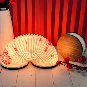 <span class=keywords><strong>Lampe</strong></span> de nuit LED en bois pliable réversible, cadeau créatif pour la fête de la mi-automne, personnalisation d'accordéon - Product Image 6