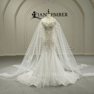 Vestido de Novia Sirena de Lujo Moderno GT26001 con Lentejuelas, Encaje Floral, Cola Capilla y Chal - Product Image 1