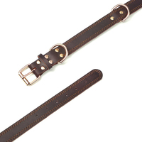 Collier pour chien en cuir véritable personnalisé économique avec boucle, style simple, rembourré, doublure en fourrure, motif uni, IPeti