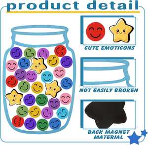Pot à récompenses magnétique avec autocollants étoiles et sourires, tableau de récompenses positives, tableau de motivation pour le comportement en classe - Product Image 3