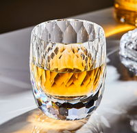 Elegante Vaso de Whisky de Cristal, Diseño Geométrico de Diamante Único, para Beber en Casa o en el Bar
