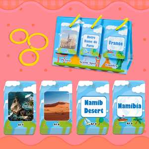 Tarjetas de Aprendizaje de Paisajes Cénicos <span class=keywords><strong>y</strong></span> Sitios Históricos para Niños, con Diseño de Mapas Mundiales, para el Desarrollo Cognitivo - Product Image 3