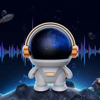 Speaker Mini Astronaut Stereo Keren Bertema Robot Astronot Luar Angkasa Nirkabel Baru dengan Efek Lampu LED untuk Gaming Indoor dan Outdoor