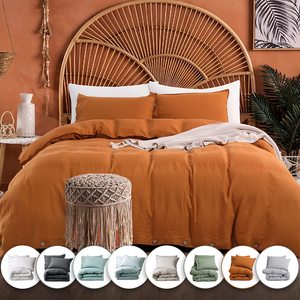 Bộ Chăn Bông Vải Lanh 100% bộ đồ giường phong cách cơ bản lanh màu trơn kiểu Pháp Bộ chăn bông mềm thoáng khí - Product Image 6