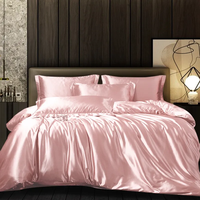 Parure de lit de luxe en soie pour mariage avec taies d'oreiller, drap plat et housse de couette - Textiles de maison écologiques
