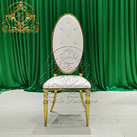 Chaises de banquet d'hôtel en gros, chaises de salle à manger d'extérieur en acier inoxydable blanc et or pour événements de mariage