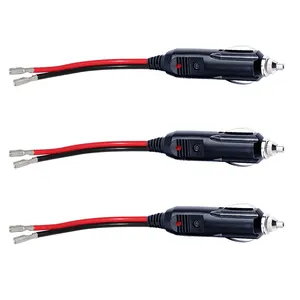 Световой Автомобильный адаптер питания красный и черный аккумуляторный кабель 12 В мужской прикуриватель с клеммой