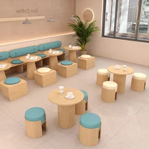 Mobili commerciali all'ingrosso Cafe Bar Hamburger Shop Club sezionale posti a sedere divano in legno ristorante divano Booth