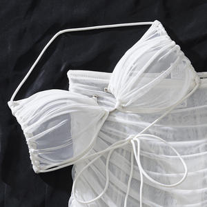 ファッション中空バックレスブラセットセクシーメッシュパースペクティブ魅惑的なランジェリーセット - Product Image 6