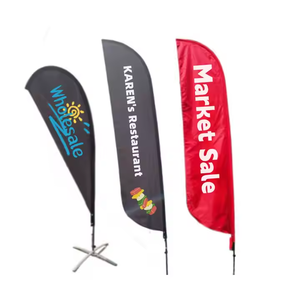 Drapeau <span class=keywords><strong>de</strong></span> plage rectangulaire en forme <span class=keywords><strong>de</strong></span> larme <span class=keywords><strong>de</strong></span> haute qualité avec logo personnalisé, drapeau à franges, drapeau extérieur avec piquet - Product Image 2