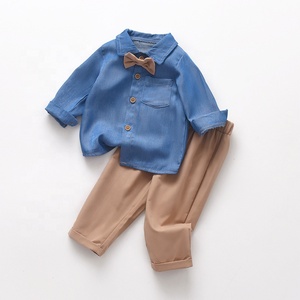 Costume formel 3 pièces pour garçons, chemise à manches longues, pantalon à nœud papillon, tenue pour le printemps et l'automne - Product Image 1