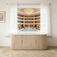 Nouvelle armoire latérale de salle à manger en bois de chêne simple et moderne, placage en bois, design d'armoire latérale en chêne pour les emballages de mise en scène de maisons modèles