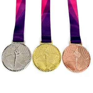 Medaglie di ginnastica in bianco 3D personalizzate medaglie di colore oro rotondo sport oro argento medaglia di bronzo
