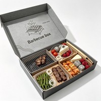 Boîte d'emballage alimentaire personnalisée pour plats à emporter avec compartiment intégré pour charbon de bois, idéale pour les kebabs et brochettes grillés