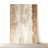 Peinture à l'huile abstraite minimaliste faite à la main, tons terreux, toile texturée, œuvre d'art Wabi Sabi pour maison contemporaine