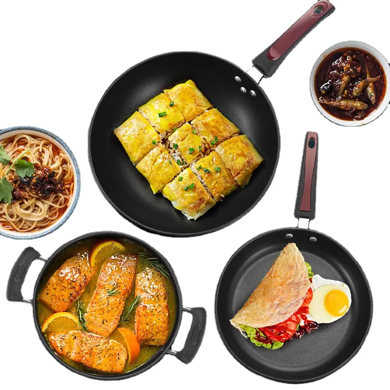 높은 온도 저항 주방 가전 Nonstick 요리 팬 조리기구 세트