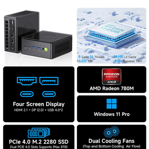 Nhà máy trực tiếp Mini PC Ryzen-7 8845hs 8GB DDR5 RAM 4GB Bộ nhớ video Máy tính để bàn nhỏ Máy tính giáo dục SSD ổ cứng Octa US/EU - Product Image 4