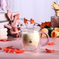 2022 Ins Offre Spéciale 230 ml Double Mur chat Patte Potable Lunettes Effacer Cappuccino Latte Tasses