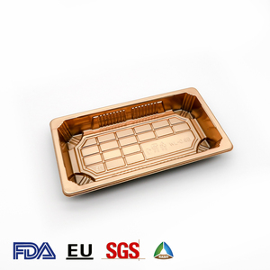 Golden Disposable plastic PS sushi container with Lid