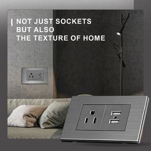 Presa 15A per il mercato sudamericano con caricatore USB 5V 2.1A, copertura in acciaio inossidabile, presa a 3 pin con doppio USB tipo A - Product Image 3