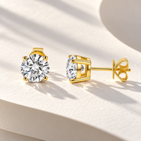 Boucles d'oreilles clous personnalisées en diamant de laboratoire rond brillant, or massif 10K 14K 18K, quatre griffes, bijoux de mariage unisexe, vente en gros