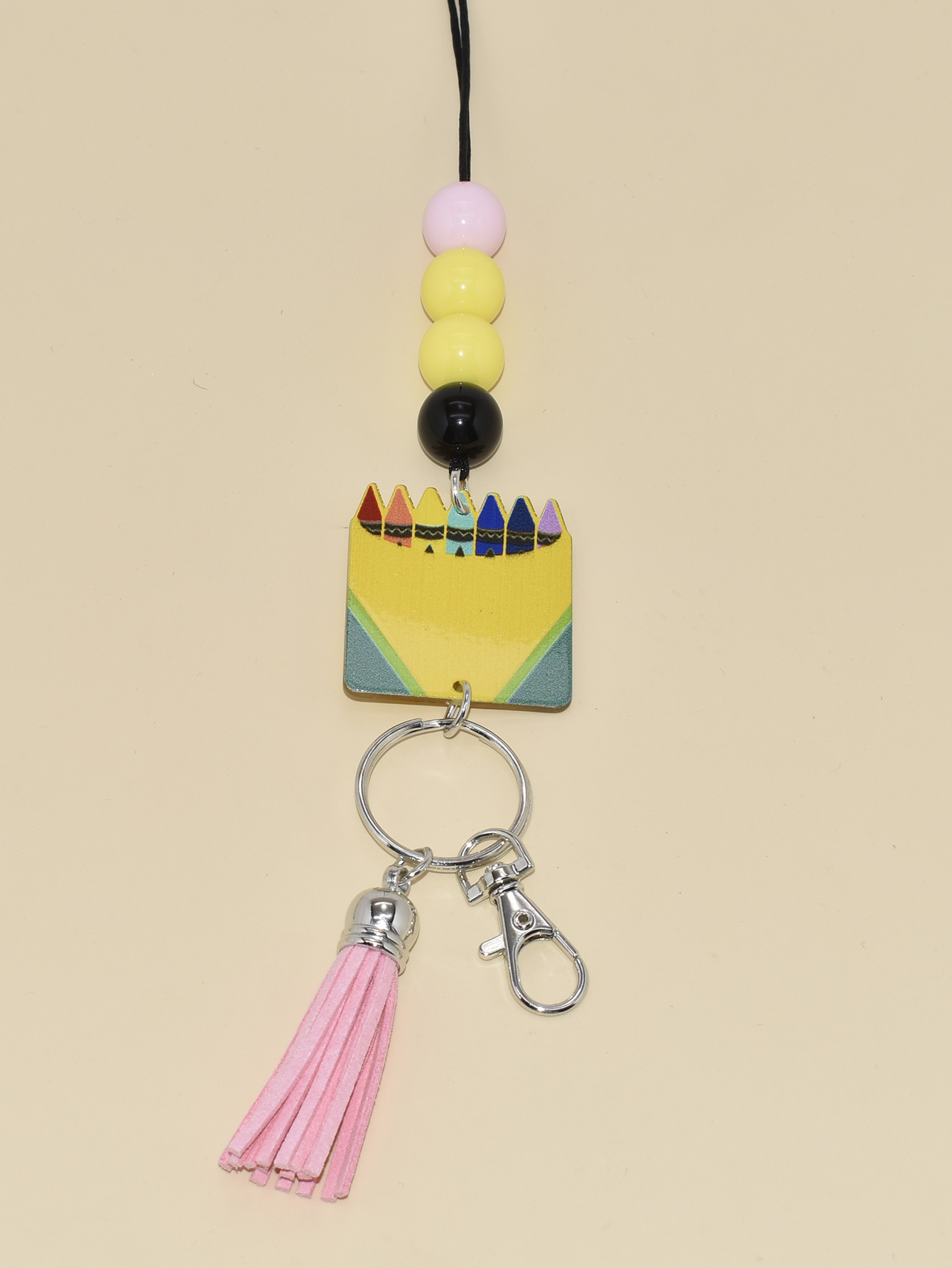 Hot Selling Fashion Silicone Faceted Beads Lanyard Keychain Pencil Colors Blank Crayon Acrylic for Teachers Image 5