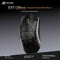 Ratón Inalámbrico para Juegos Attack Shark X11 Ultra 59g de Fibra de Carbono, Triple Modo, 8K, PAW3950MAX, 42000 DPI, Omron 100M para PC Gaming