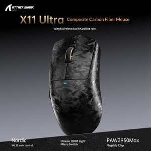 Souris de jeu sans fil Attack <span class=keywords><strong>Shark</strong></span> X11 Ultra 59g en fibre de carbone, triple mode, 8K, PAW3950MAX, 42000 DPI, Omron 100M pour PC Gaming - Product Image 1