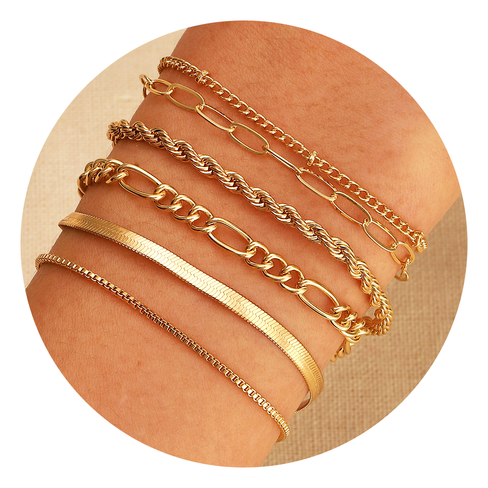 Hot Sale Hiphop Alloy Bracelet Set for Women Dainty Crystal - Main Image