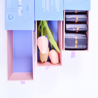Boite à fleurs en papier avec emballage cadeau, carton imprimé bleu personnalisé avec tiroir de luxe pour mariage