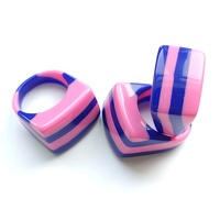 Bague carrée Macaron couleur bonbon géométrique goutte d'eau à rayures grandes belles bagues pour femmes fille bijoux de mode cadeau chaud