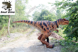 Costume de dinosaure <span class=keywords><strong>T</strong></span>-<span class=keywords><strong>Rex</strong></span> personnalisé, marron, avec jambes apparentes, sons de rugissement, structure métallique et peau en silicone, pour parcs d'attractions et d'aventure - Product Image 4