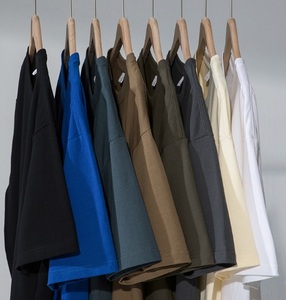 T-shirt en coton épais 290G, col rond, coupe ample, uni, pour impression de logo personnalisé, vente en gros - Product Image 2