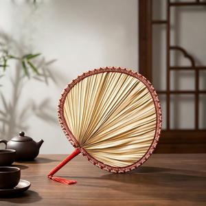 Éventail rond en feuilles de palmier naturelles tissées à la main, pour l'<span class=keywords><strong>été</strong></span>, <span class=keywords><strong>d</strong></span>écoration murale bohème pour la maison, vente en gros - Product Image 3