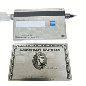 ธนาคารสมาชิกแถบแม่เหล็ก Amex ด่วนบัตรโลหะเลเซอร์ตัดพรีเมี่ยมบัตรเครดิตโลหะสีดำที่กำหนดเอง