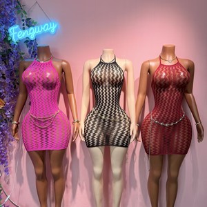 Vestidos de Mujer Recién Llegados, Vestidos de Malla Transparentes, <span class=keywords><strong>Mini</strong></span> Vestidos Sexys Y2K para Mujer, Lencería Ajustada al Cuerpo - Product Image 1