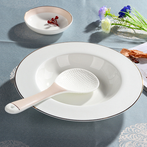 Juego de Tazones de Porcelana Blanca con Borde Dorado de Lujo, Tazón Profundo para Sopa y Arroz, para el Hogar, Cocina, Restaurante, Catering, Uso Diario - Product Image 4