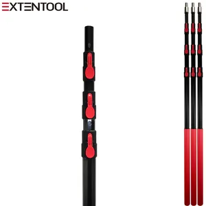 Extentool durable strong 12~30FT telescopic pole aluminium square with spring button locking mechanisms