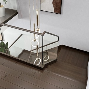 Escalier en bois massif de chêne rouge américain moderne de haute qualité avec garde-corps en verre, design à double <span class=keywords><strong>poutre</strong></span>, adapté à une utilisation en intérieur - Product Image 2