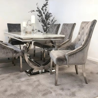 Tables de cuisine et de restaurant de luxe modernes et ensembles de 6 chaises Ensemble de table à manger en marbre gris haut de gamme pour la maison