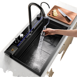 クジラ型飛雨滝304ステンレス鋼製大型モダンクロームキッチンシンク水栓多機能野菜洗浄 - Product Image 2