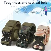 Ceinture en toile tactique pour homme, ceinture de taille en toile à boucle en alliage épaisse personnalisée camouflage, ceinture à dégagement rapide, fabrication d'usine