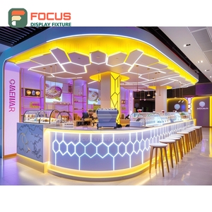 Mostrador de Servicio de Café Profesional con Zona de Condimentos y Panel Blanco para Cafetería - Product Image 5